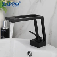 ZAPPO Bathroom Basin Faucet Creative Designed Modern Brass Waterfall Flat Duckbill Bathroom Sink Hot Cold Water Mixer Tap