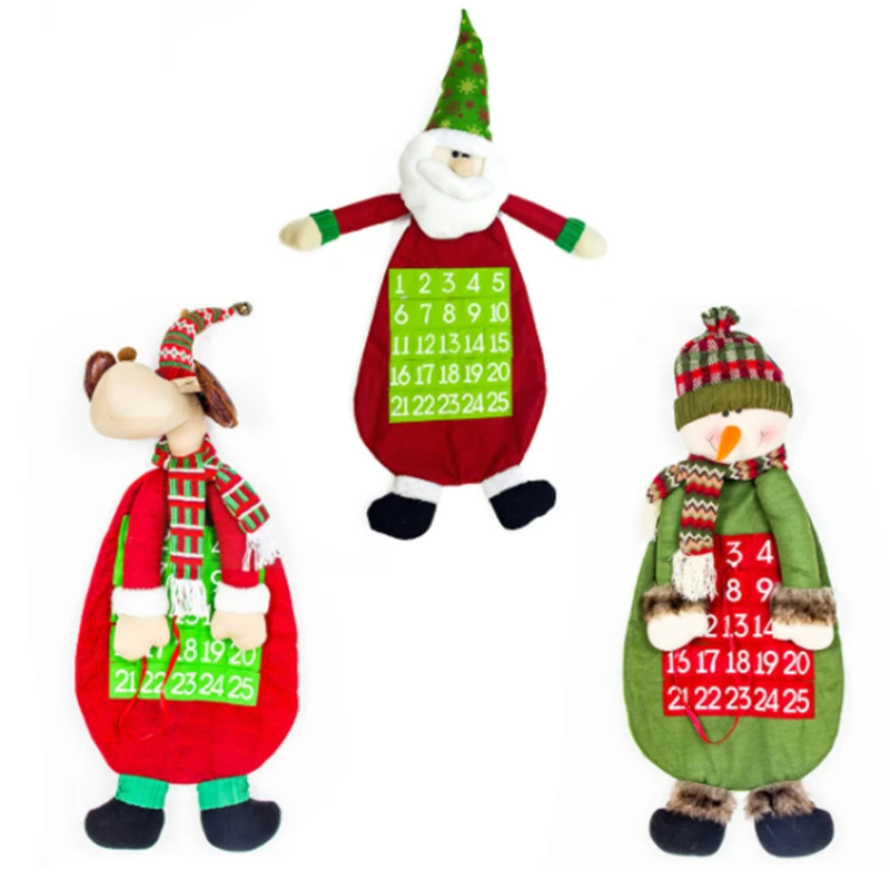 

Felt Christmas Advent Calendar With Pockets Wall Hanging Santa Felt Advent Calendar 25 Days Countdown Calendar For Home Decor