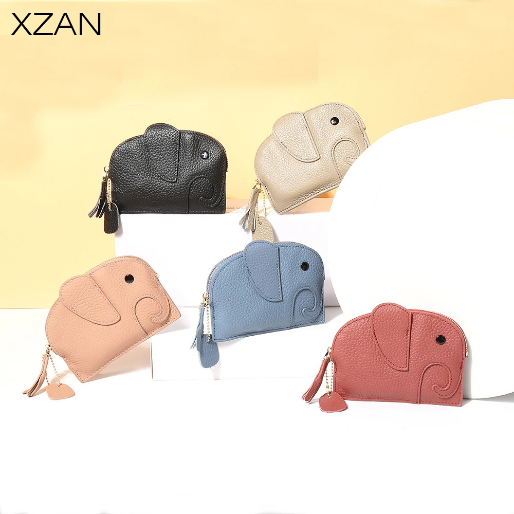 

Mini Card Holder Wallet Women Genuine Leather Large Capacity Elephant Shape Coin Holder Mini Purses