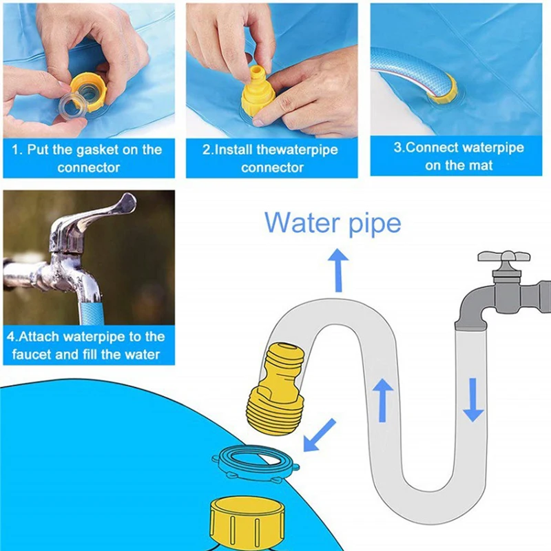 

Ruizhi 170cm Kid Inflatable Splash Pad Sprinkler Outdoor Game Water Mat Baby Swimming Pool Fun Backyard Fountain Play Mat RZ1270