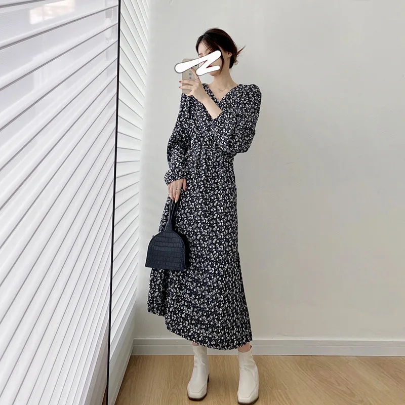 

Spring and autumn new maxi dresses for women French style Street dress Korean fashion dress free shipping YG8935