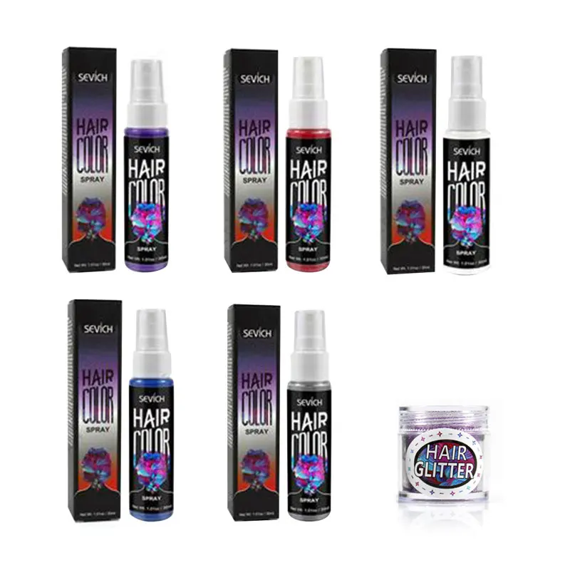 

5 Colors Sevich Cosplay Portable Quick Party Hair Spray Instant Hair Color Styling Tool Dry Hair Color Glitter Disposable