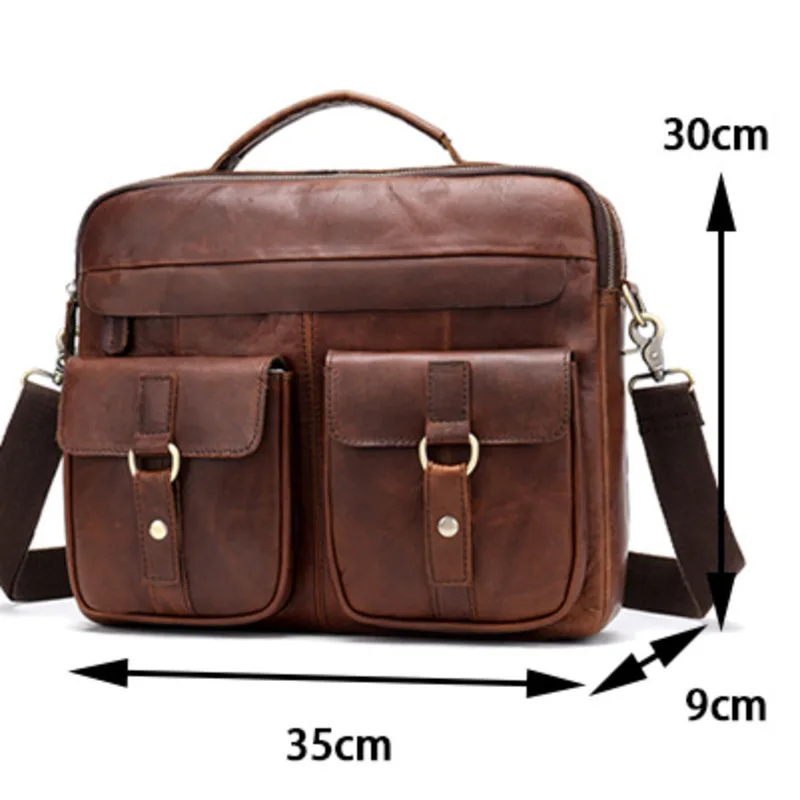 

Genuine Leather Laptop Man Computer Messenger Bag Package Single Shoulder Layer Oblique Satchel Handbag Office For Men Briefcase
