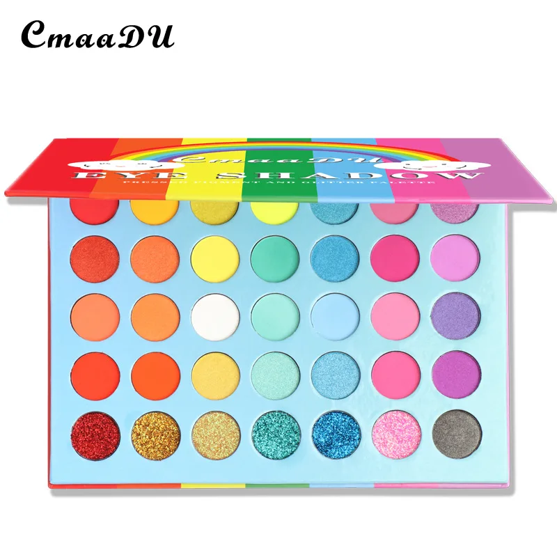 

35 Colors Rainbow Matte Eyeshadow Glitter Powder Sequins Metallic Waterproof Plate Makeup Pallete Long Lasting High Pigment