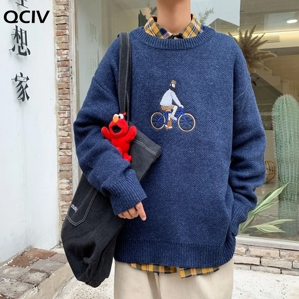 

Sweaters Men Pullovers Thick Autumn Winter Embroidery Fashion Simple Lazy-style All-match Korean Teens Stylish Mens Sweater Chic