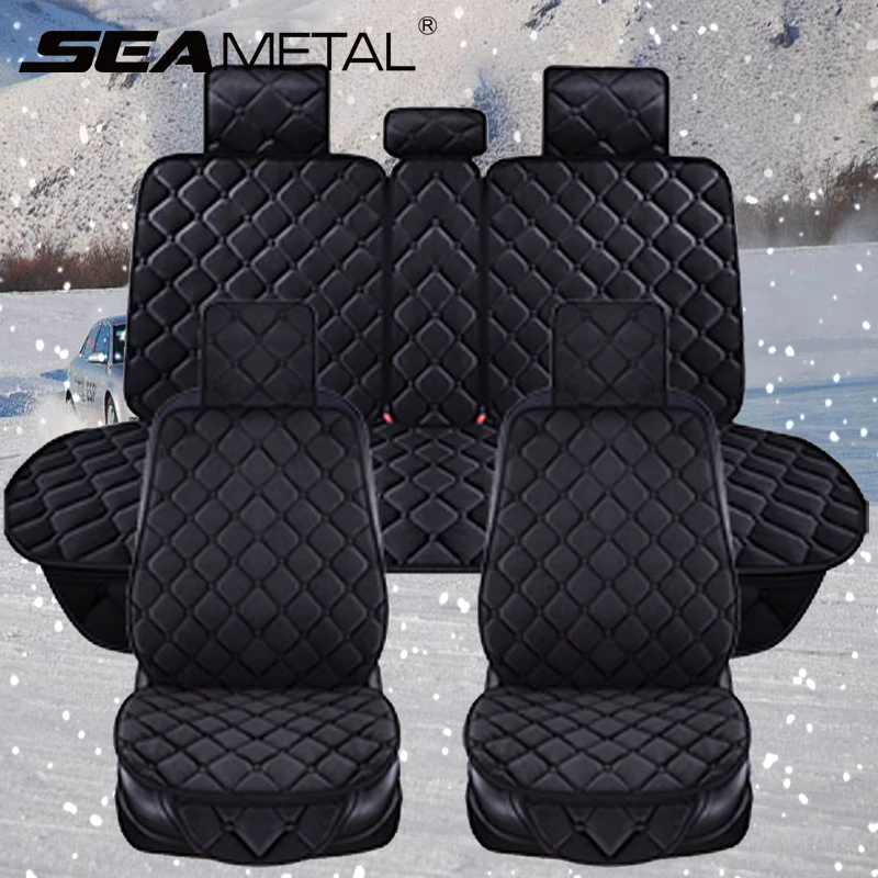 Плюшевые Чехлы для автомобильных сидений универсальные чехлы передних и задних