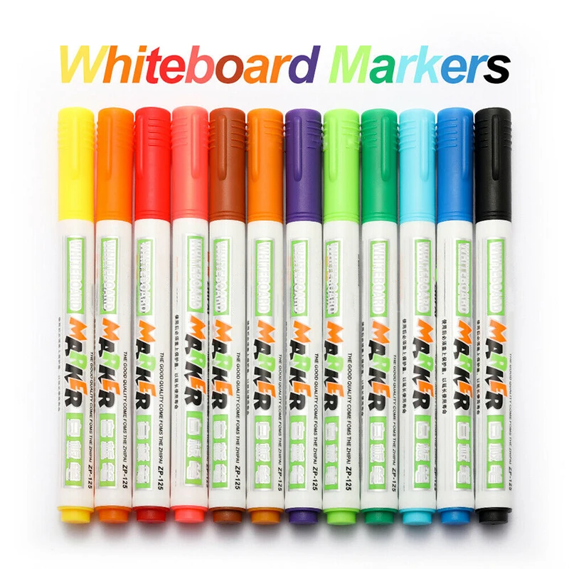 

12 Colors White Board Markers Pen Liquid Chalk Erasable Glass Ceramics Maker Pen Environmental Office School Painting Sationery