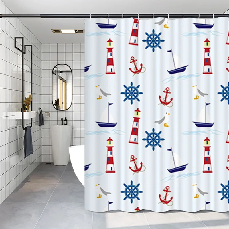 Aggcual Lighthouse view cartoon shower curtain Waterproof moisture-proof Europe bathroom for Bathroom decoration set y66 | Дом и сад