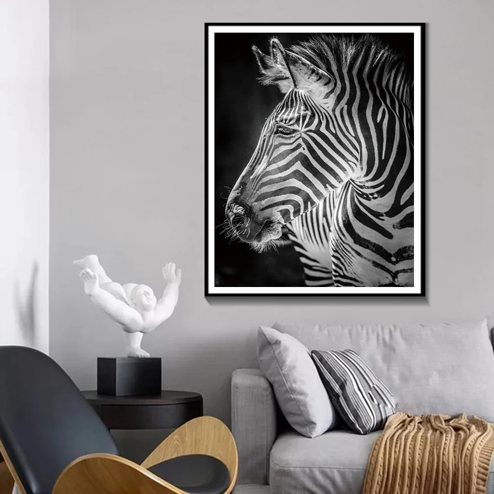 

Black And White Scandinavian Zebra Pictures Modern Nordic Animal Wall Poster Art Print Canvas Painting For Home Decoration