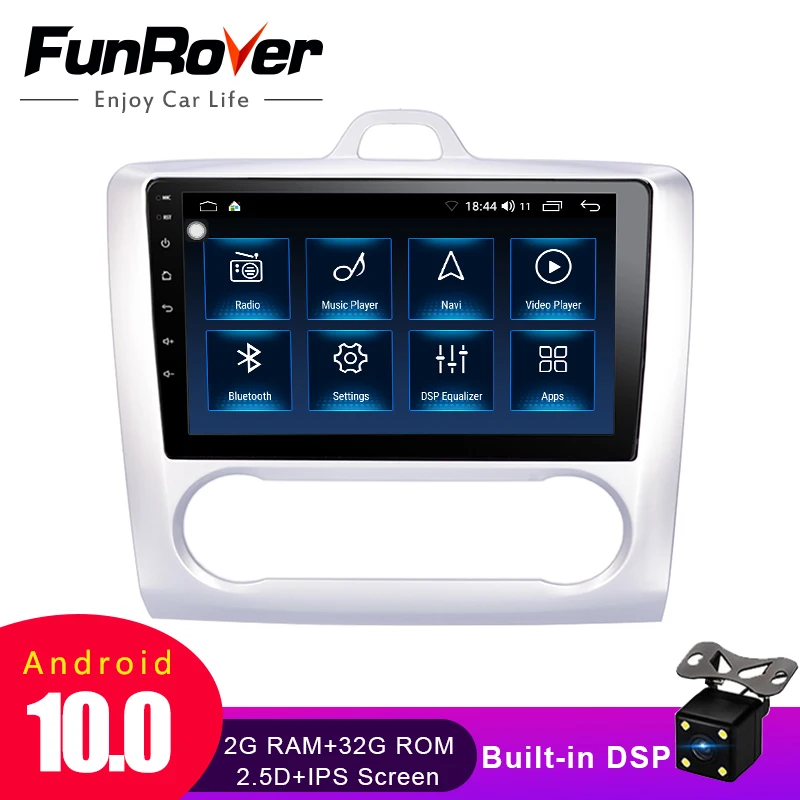 Автомагнитола FUNROVER 2 DIN Android 10 0 радио мультимедийный плеер для Ford Focus Mk2 Exi AT 2004 2005 2006