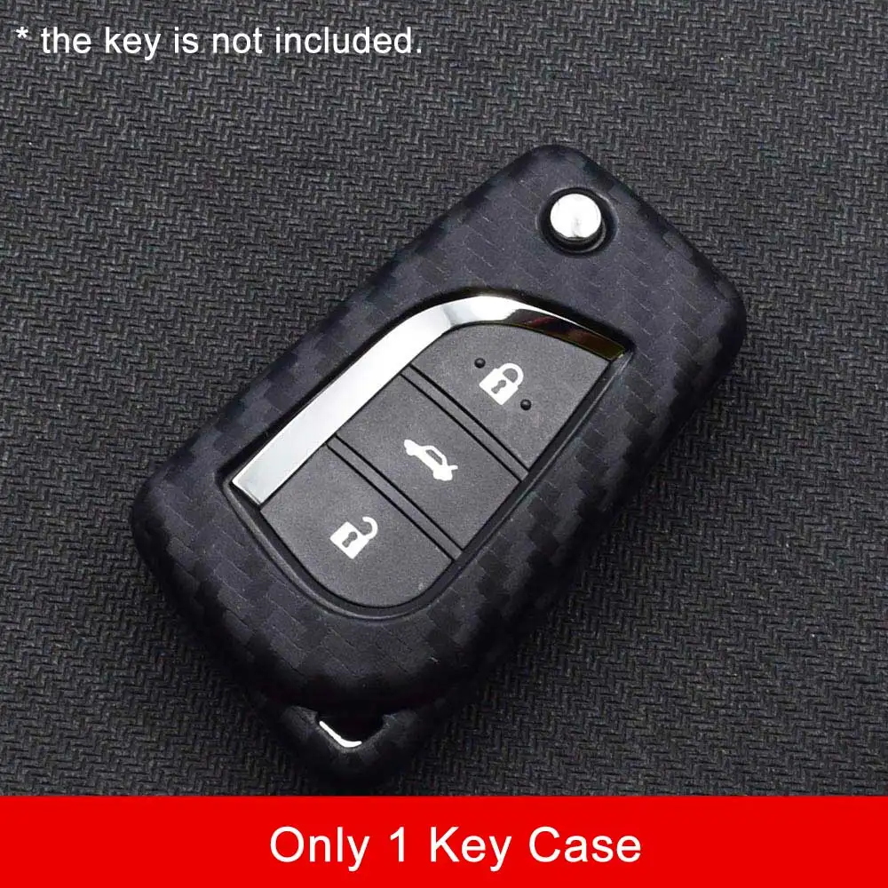 1 Key Case Карбоновый силиконовый чехол для ключей от машины для Toyota Yaris Reiz Carola Rav4 2 3 кнопки складной пульт дистанционного управления брелок Защитная крышка брелок держатель сумка - Название цвета: 1 Key Case