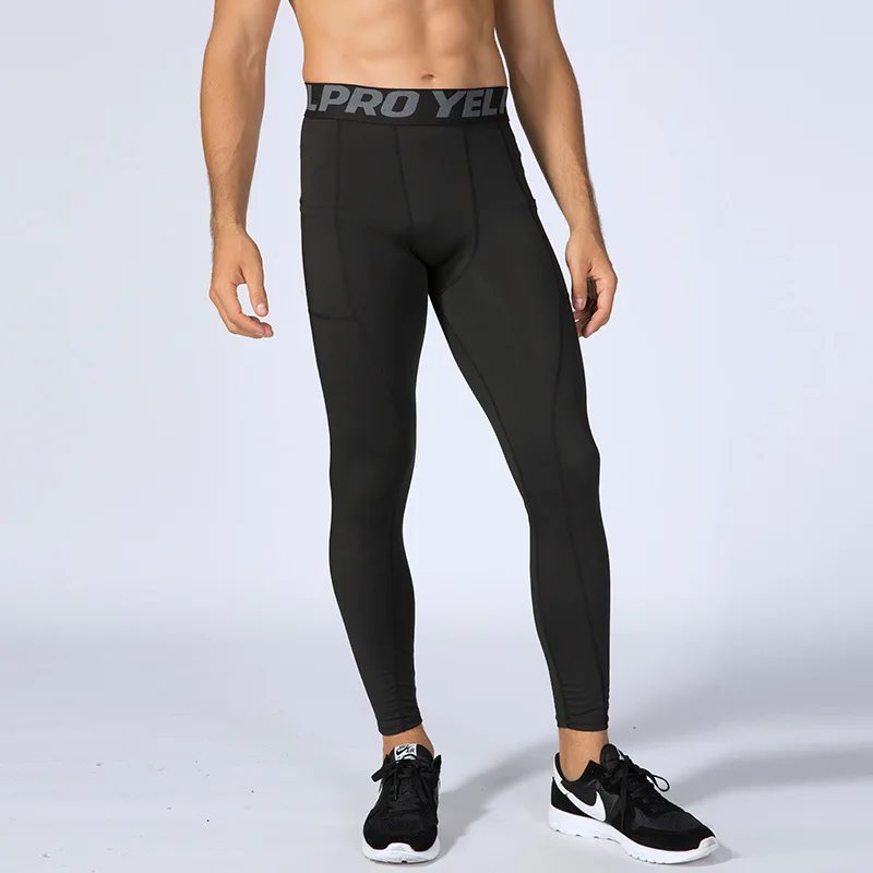 2021 Sport Quick Dry New Model Stretch Compression Pants With Pocket Fitness Gym Leggings Men Running Tights Jogging Trousers