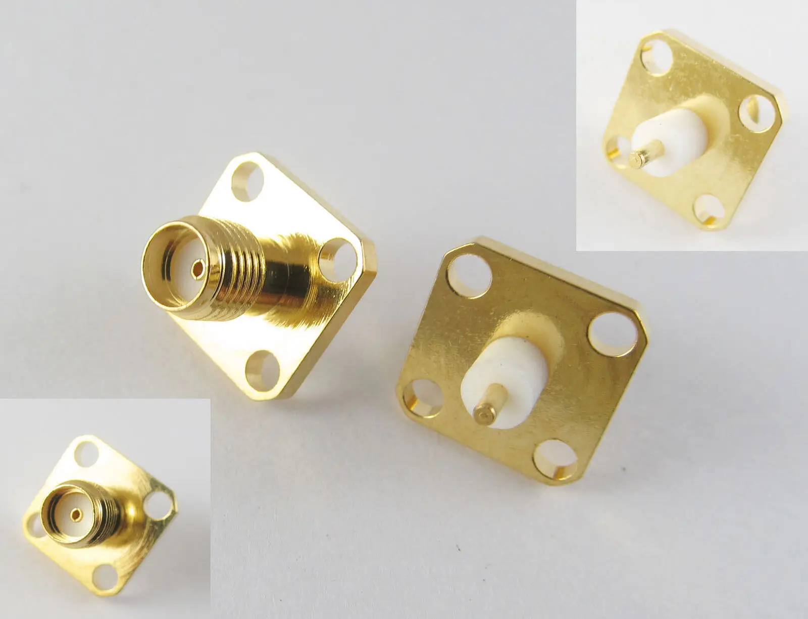 

20 Pcs SMA Female Jack Chassis Panel Mount 4 Hole Solder Connector Adapter