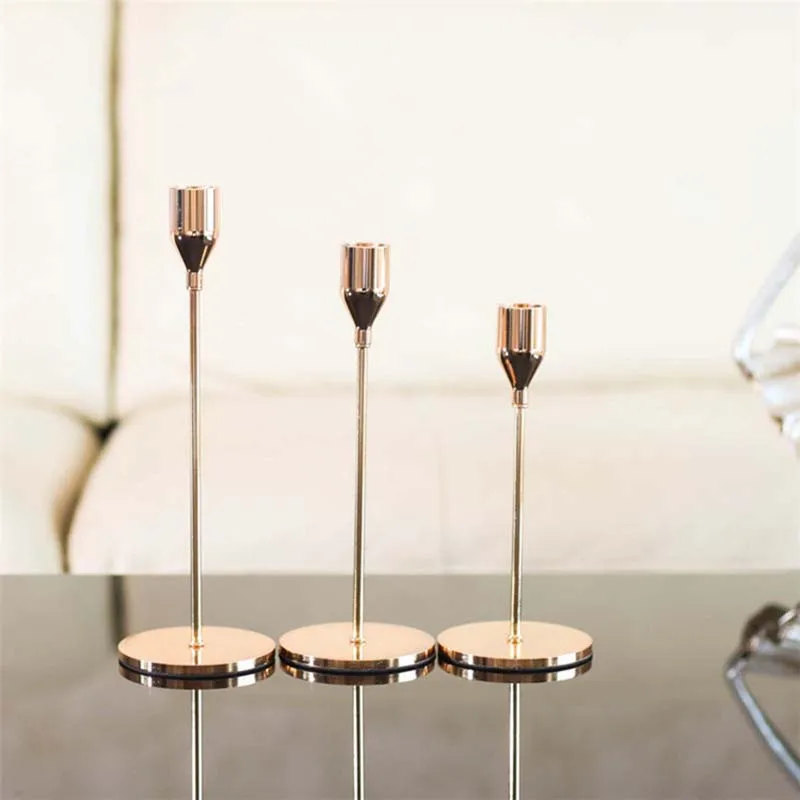 

3Pcs/Set Chinese Style Metal Candle Holders Simple Golden Wedding Decoration Bar Party Living Room Decor Home Decor Candlestick