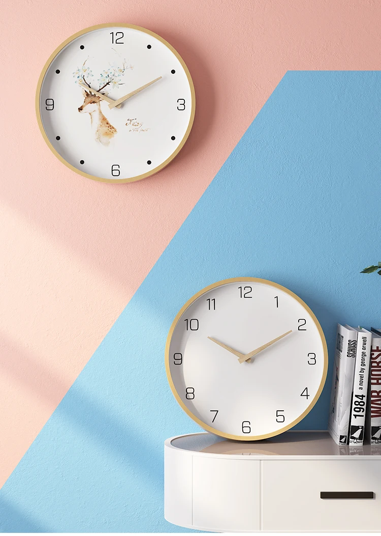 

Creative Wood Wall Clock Modern Design Fashion Non Ticking Luxury Bedroom Wall Clock Silent Reloj De Pared Home Decor BD50WC