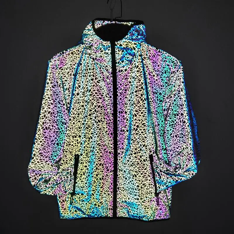 Светоотражающая Мужская куртка с капюшоном 2021 камуфляжная ветровка блестящее