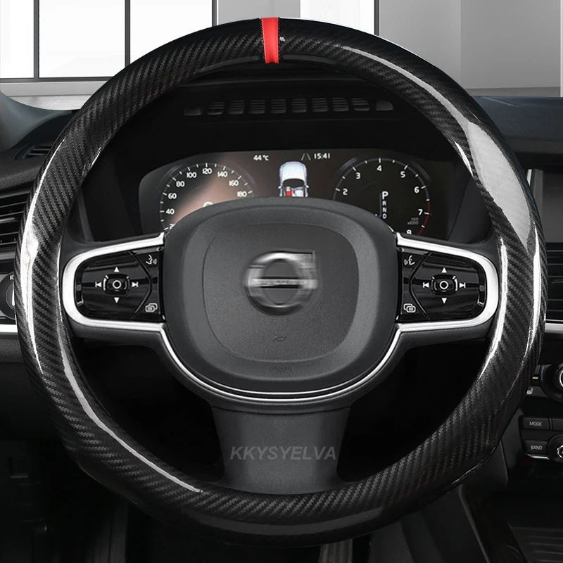 Кожаный чехол на руль из углеродного волокна ar дышащий для Volvo S40 S60 V90 S90 XC40 XC60 XC90