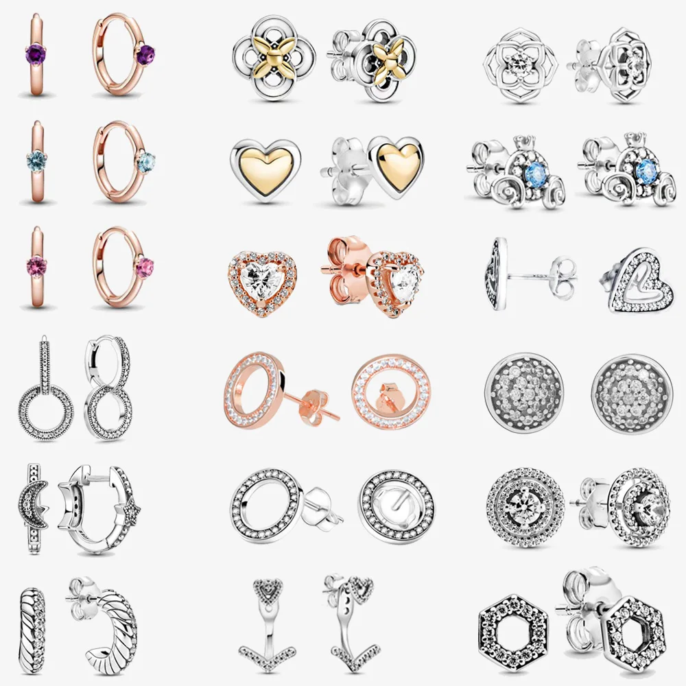 

Classic Style 925 Sterling Silver Stud Earrings Sparkling Domed Golden Heart Stud Earrings for Women Party Birthday Jewelry Gift