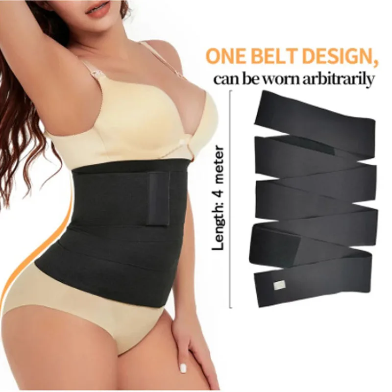 

Waist Trainer for Women Tummy Control Wrap Waste Trimmer Belt Tape Long Torso Slimming Body Shaper Postpartum Girdle Weight Loss