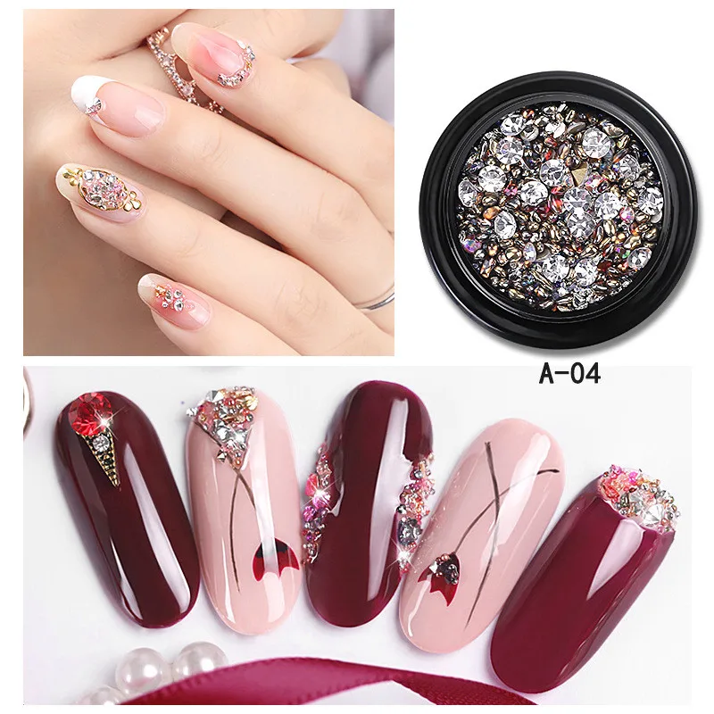 1 коробка для дизайна ногтей ювелирные изделия разноцветные Стразы 3D хрустальные