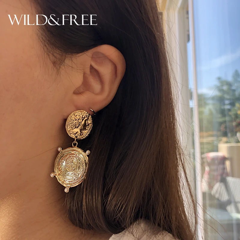 Wild & Free в винтажном стиле С гравировкой для монет капельки с кубическим цирконием