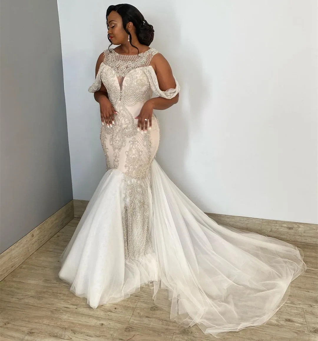 

свадебное платье New Style Off Shoulder Mermaid Wedding Dresses Bridal Gowns Beaded Applique Tulle Long Vestidos De Novia