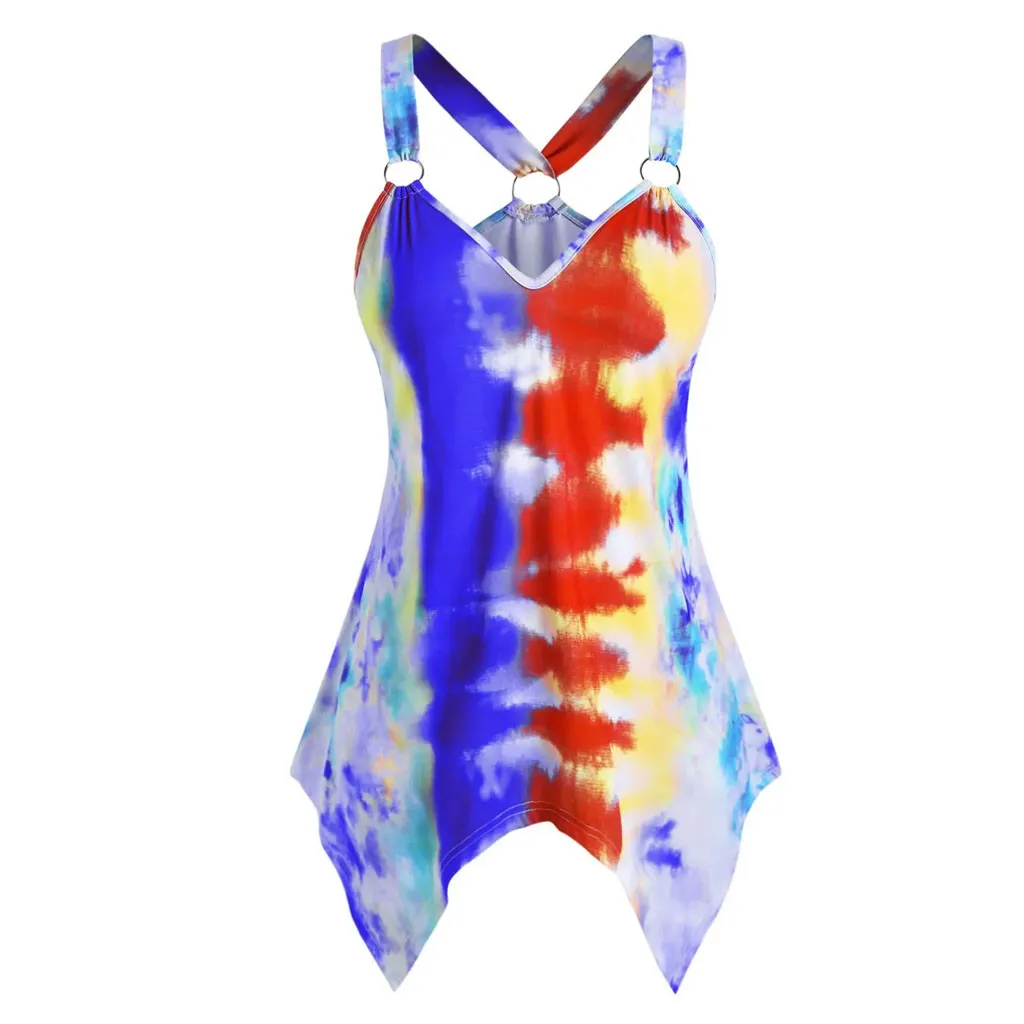 Топ с галстуком краской женский жилет v образным вырезом Круглый платок открытой