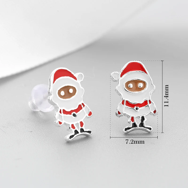 Подлинное серебро 925 пробы рождественские ювелирные изделия серьги-гвоздики