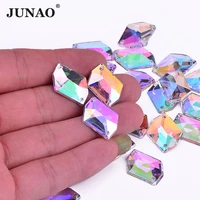 junao 13x18mm 18x25mm sewing ab rhinestones flatback crystals appliques sew on acrylic stones rhombus shape strass for dress