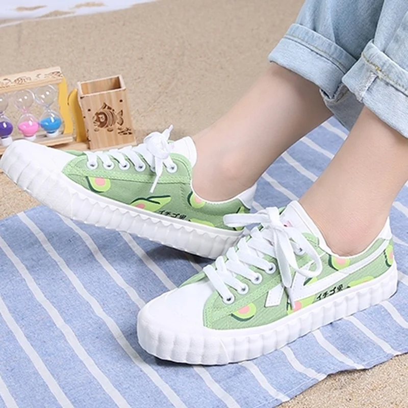 

Women's Flat-soled Sneakers Women Canvas Shoes Fashion Vulcanize Shoes Avocado Zapatos De Mujer Platform Sneakers W31-46