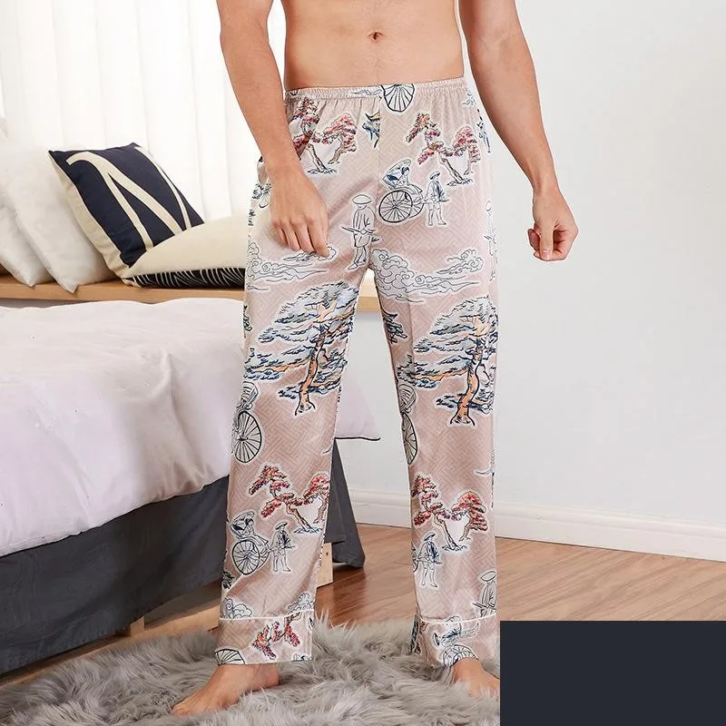 CEARPION Мужские штаны для сна атласная одежда мягкая ночная рубашка брюки