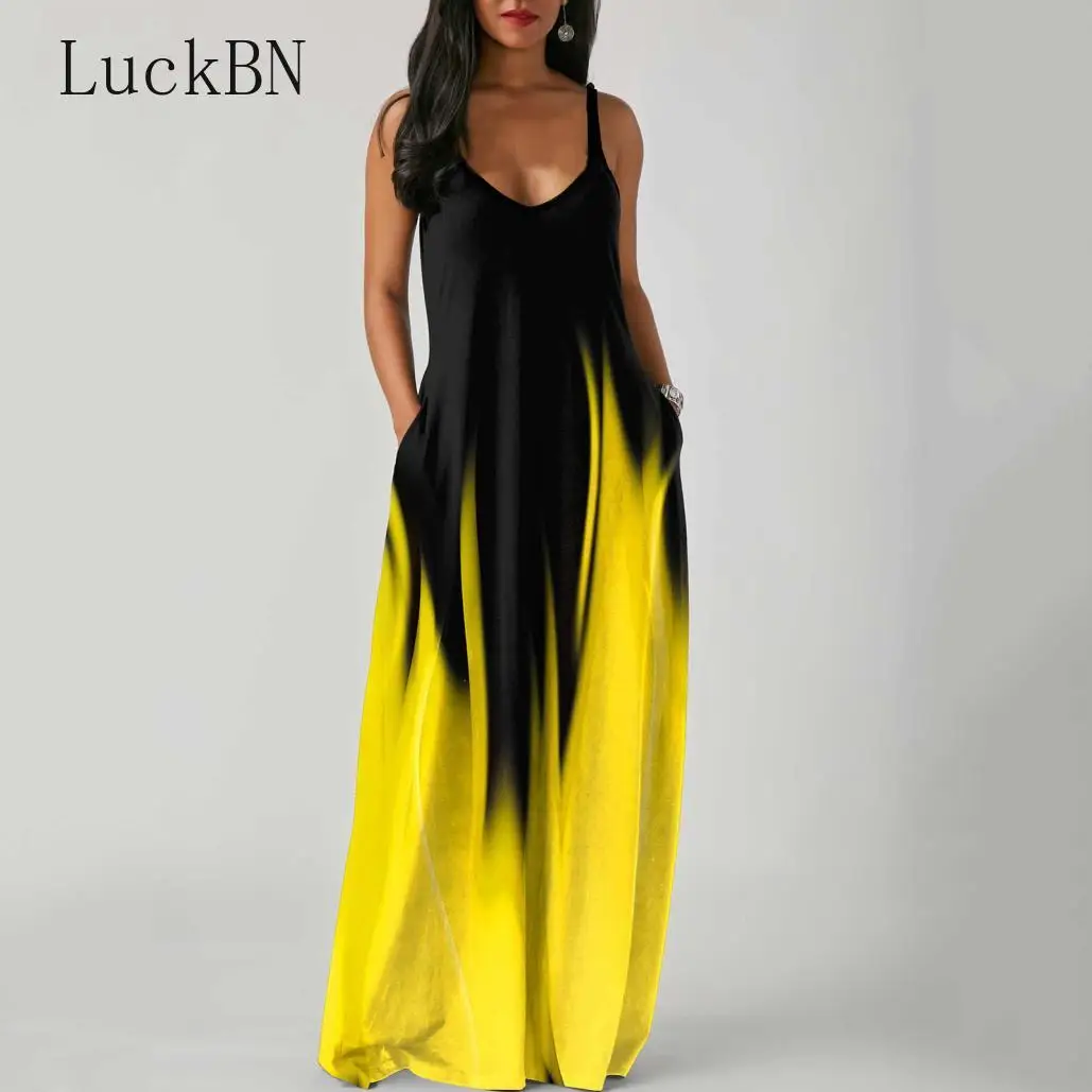 

Summer Dress Women Lady Sexy Sleeveless Strap Long Maxi Evening Party Elegant Dress Sundress Plus Size Pullover Long Dresses New