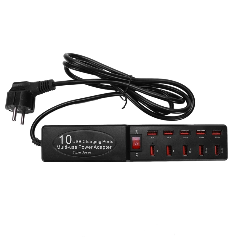 Мульти 10 портов Ac Usb концентратор быстрый блок питания адаптер настенный