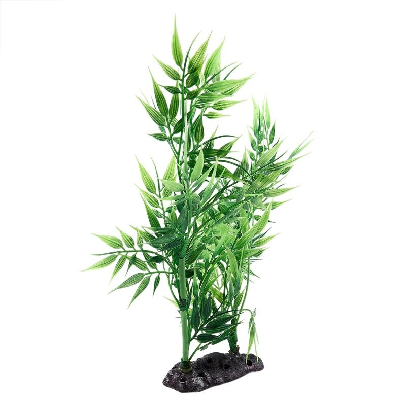 Зеленые листья бамбука в форме декоративная искусственная трава для аквариума |