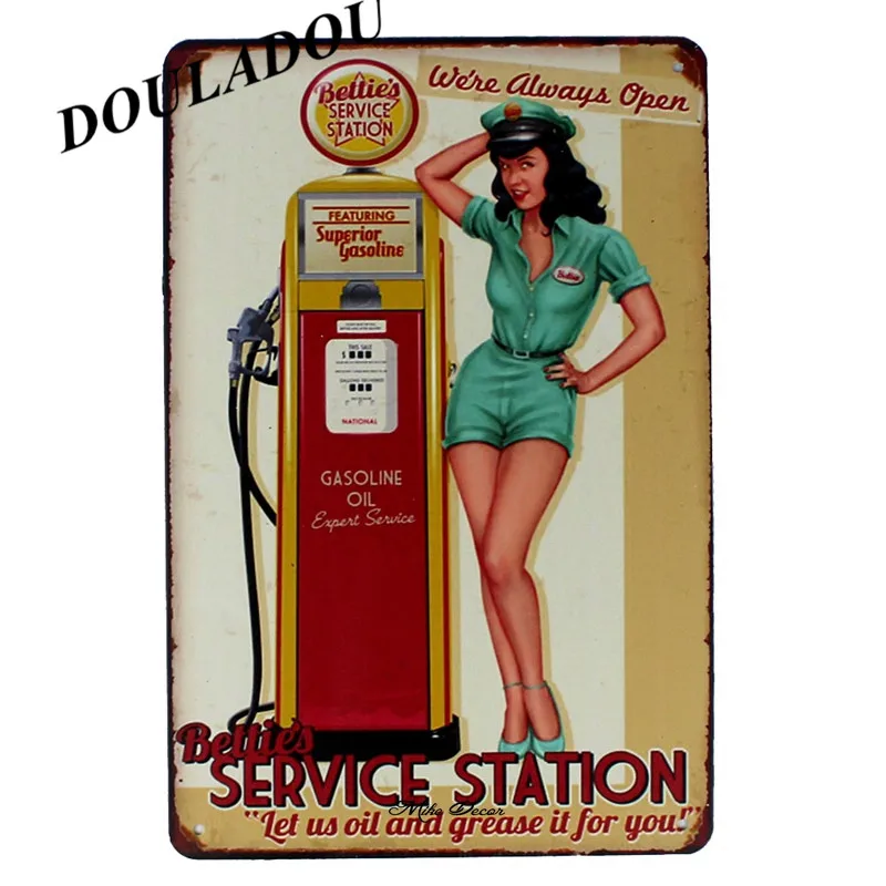 [Douladou]Hot Road Garage Server Signs Vintage Metal Tin Sign Room Car Club Retro Iron Plate Wall Stickers 30*20CM | Дом и сад