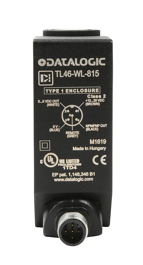 

954601020 TL46-WL-815 = Contrast sensor 8mm. standard vertical spot RGB Emission remote input npn/pnp out - M12