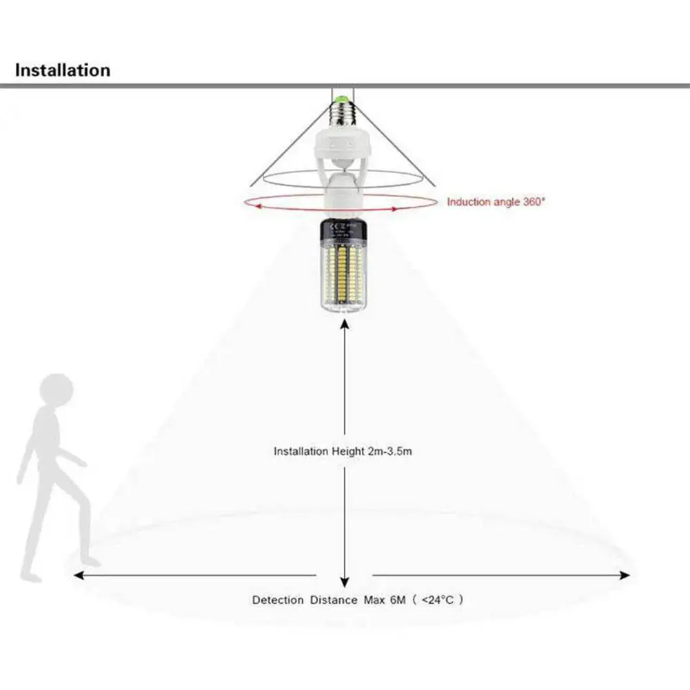 TPFOCUS E27 LED Lamp Bulb Holder Light Socket Switch Infrared PIR Motion Sensor | Освещение