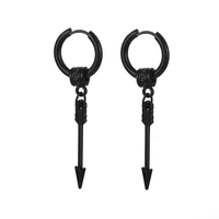 trendy street punk stainless steel earrings for men women party black rock piercing arrow drop earring jewelry mujer gift