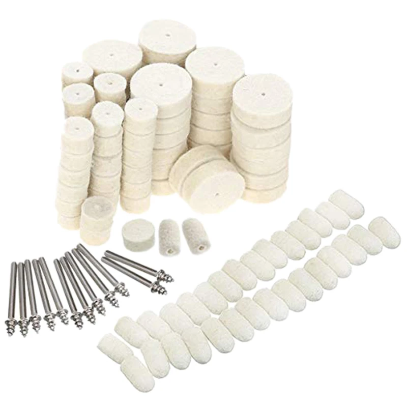 

111Pcs Felt Polishing Pad & Polishing Wheel,Point & Mandrel Kit for Rotary Tools Accessories Kit