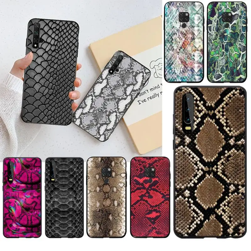 

YJZFDYRM 2020 Snake Skin Art Soft Silicone Black Phone Case for Huawei P40 P30 P20 lite Pro Mate 30 20 Pro P Smart 2019 prime