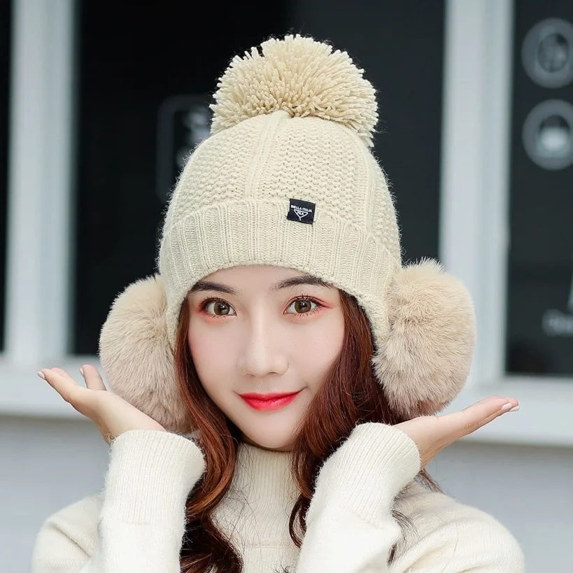 2019 зимняя вязаная шапка s для женщин теплая флисовая внутренняя шапочка девочек с