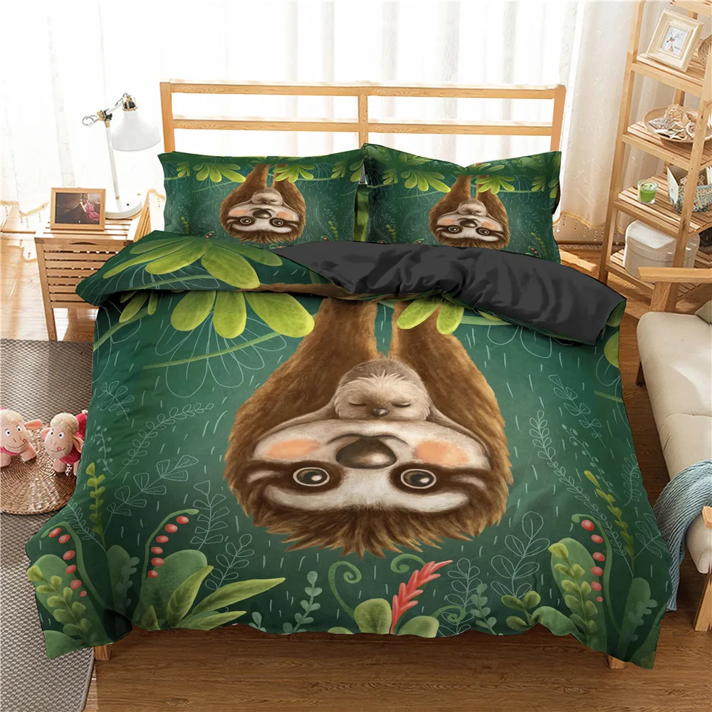 Комплект постельного белья для детей с рисунком Ленивец пододеяльник наволочки