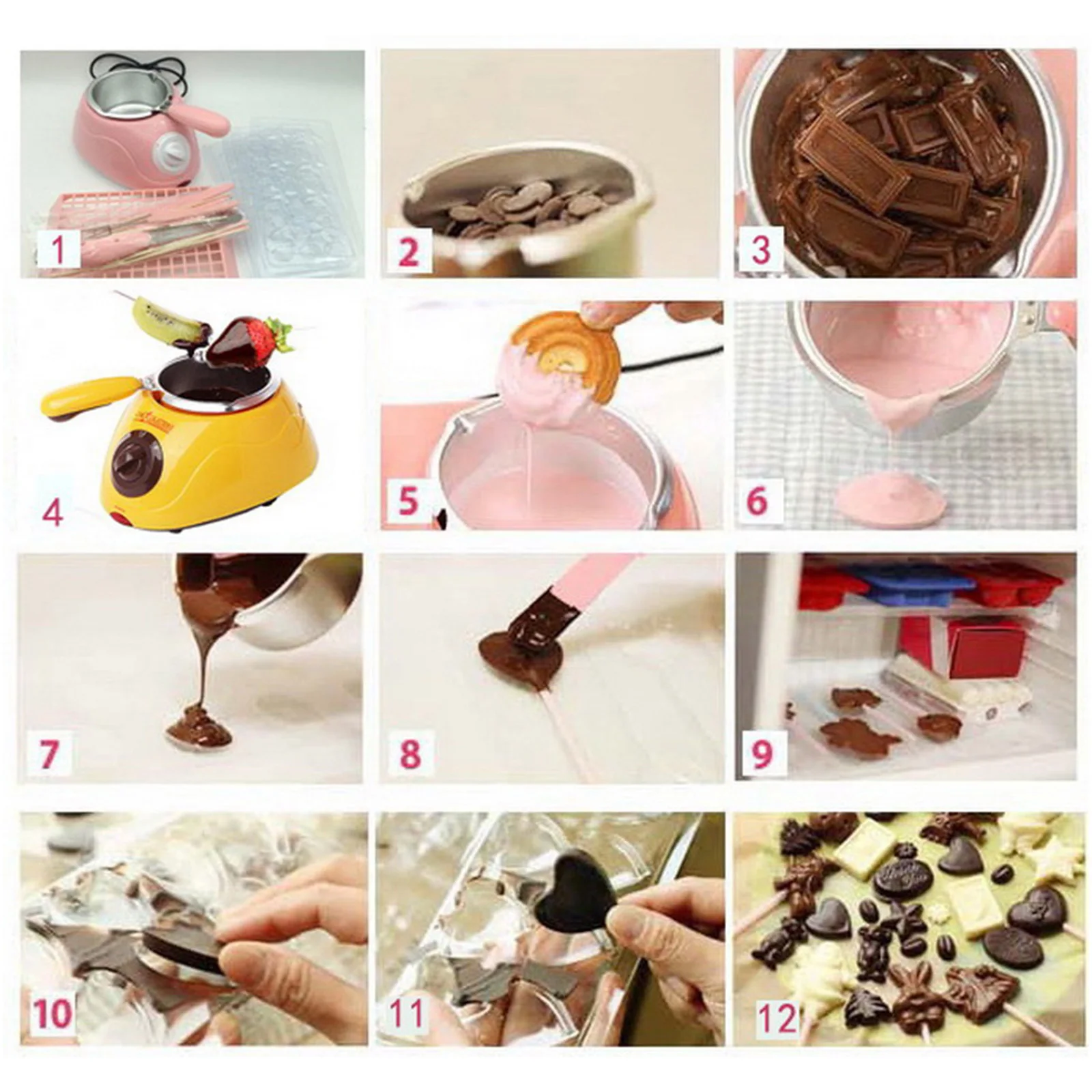 

25w Chocolate Melting Warming Fondue Set Melting Machine DIY Tool for Melting Chocolate Candy Cheese F2