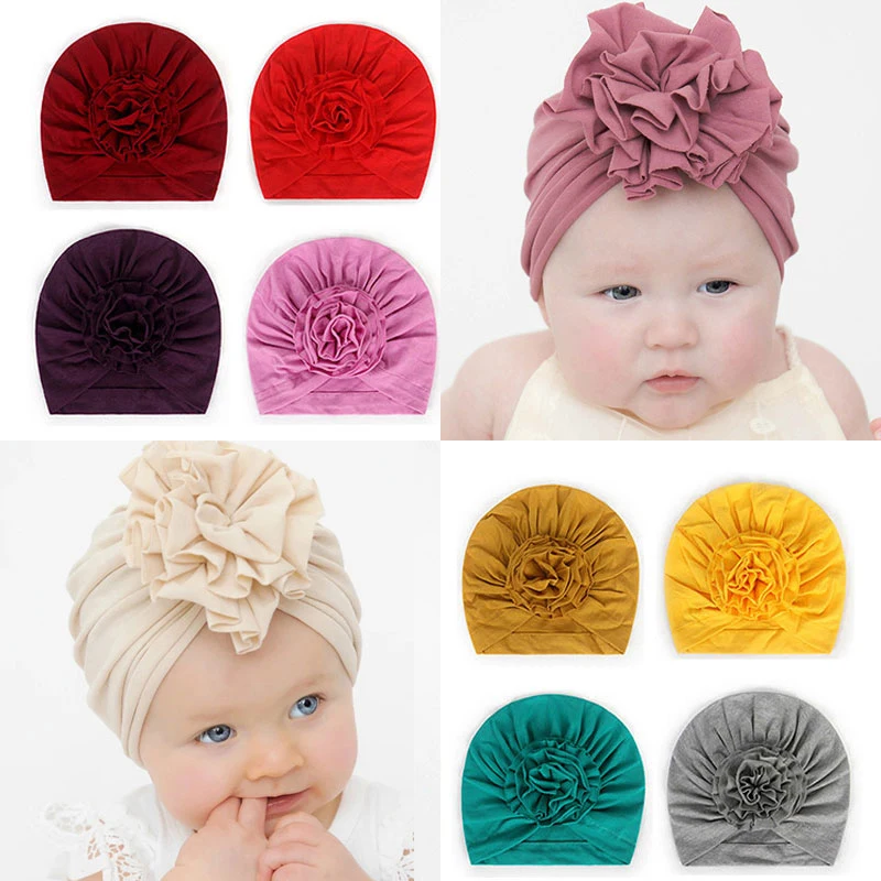 

Candy Color Baby Hats Soft Cotton Cap Lovely Flower Infant Hair Scarf Turban Newborn Headwear Child Headscarf Cap Headgear