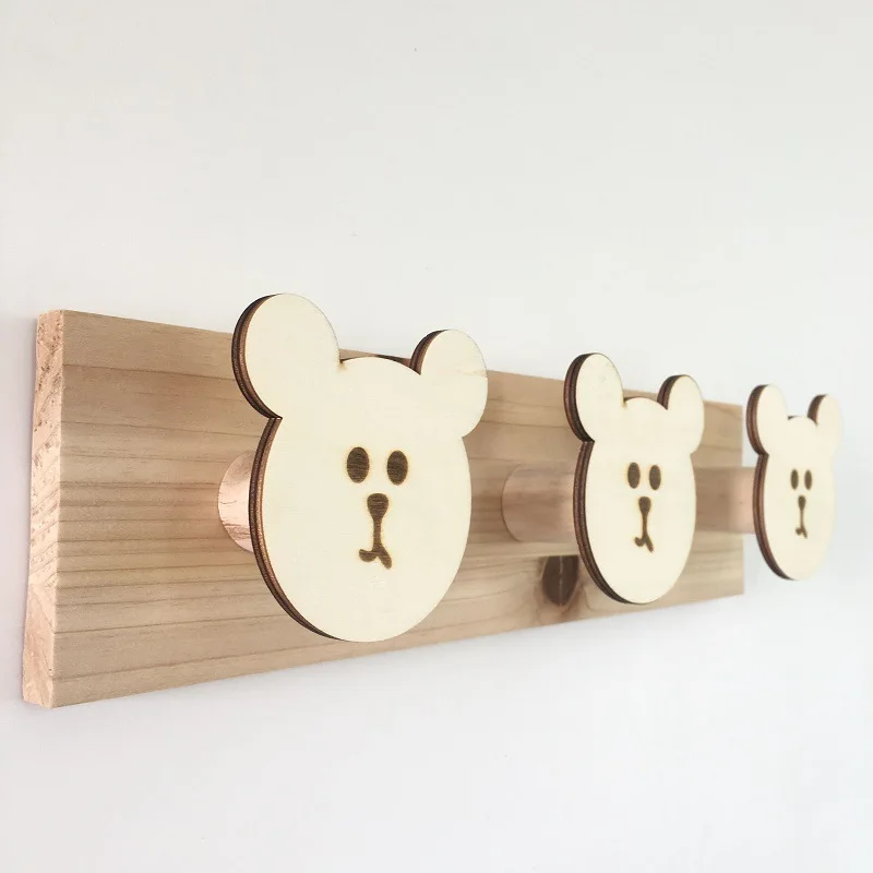 Скандинавские DIY настенные вешалки для пальто деревянный Медвежонок крючок
