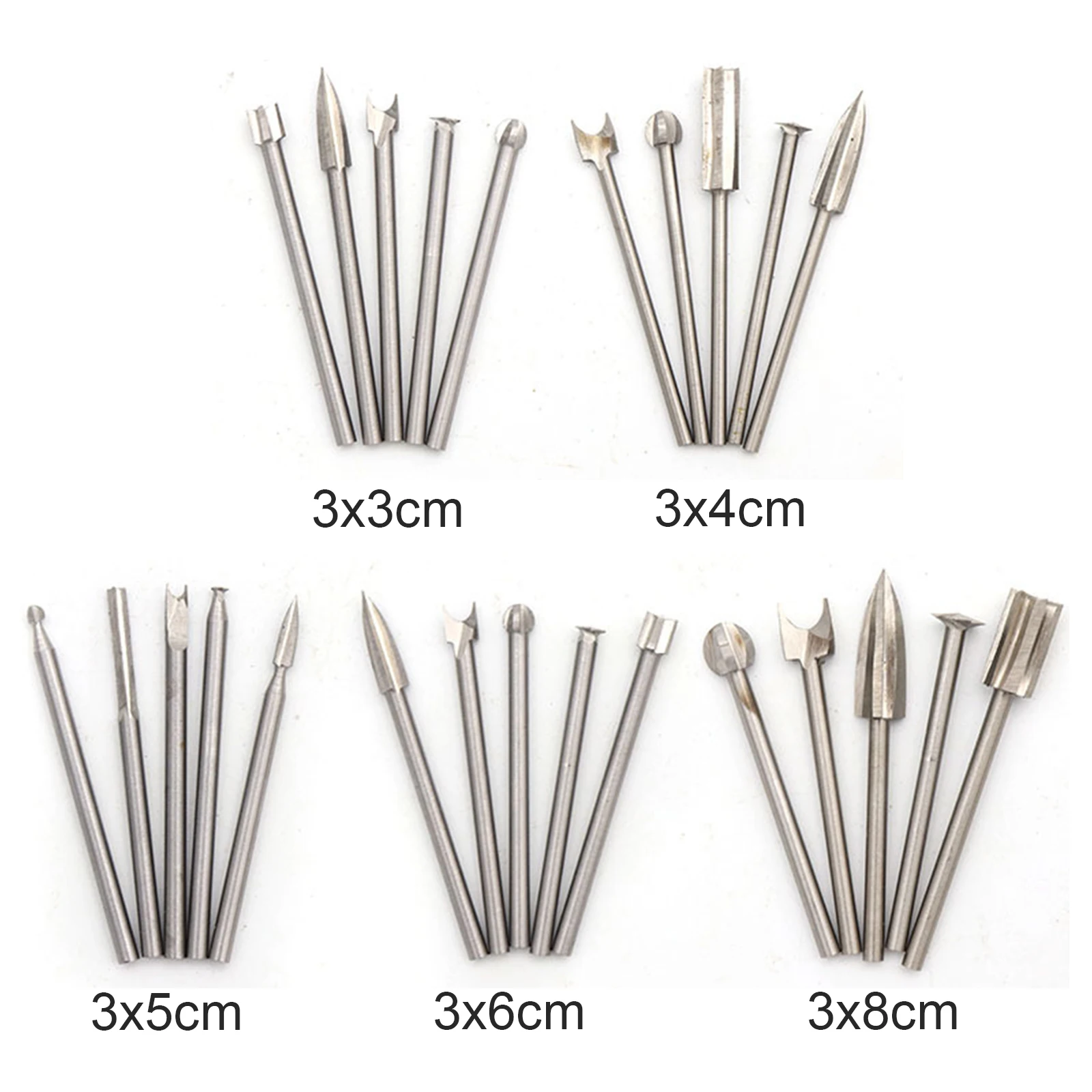 

5pcs Root Carving Tools Knife Grinding Head Drill Bit High-Carbon Steel Electric Woodworking