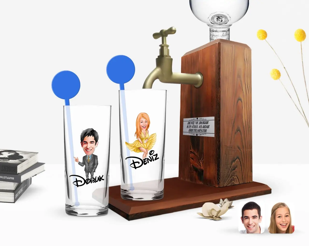 

Персонализированные Цветные принты Для мужчин и Для женщин Для мужчин карикатура двойной водки чашки и деревянный стеллаж для водки подста...