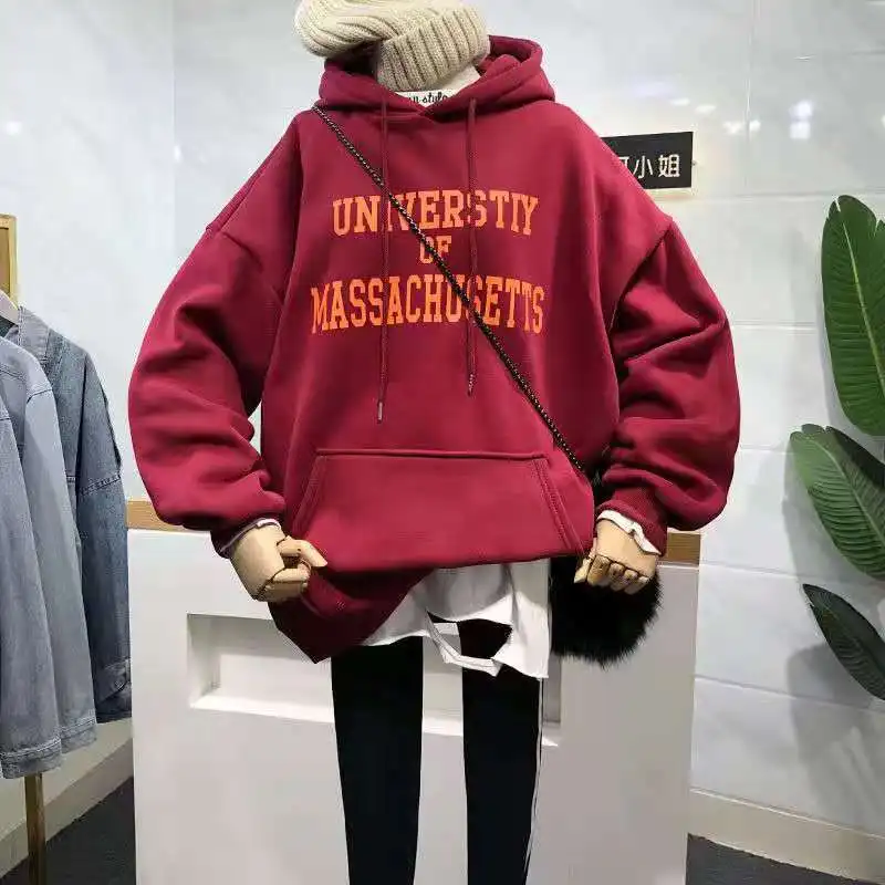 Толстовка Женская зимняя свободного покроя с длинным рукавом и карманами |