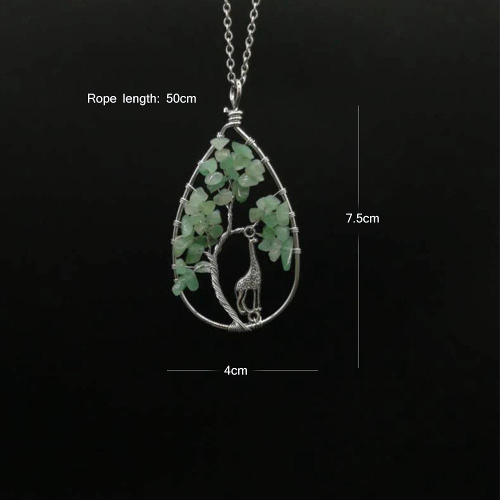 

Auspicious Animal Giraffe Symbolizing Peace Health Pendant Necklace Drop Ring Natural Crystal Stone Tree Of Life Jewelry Gift