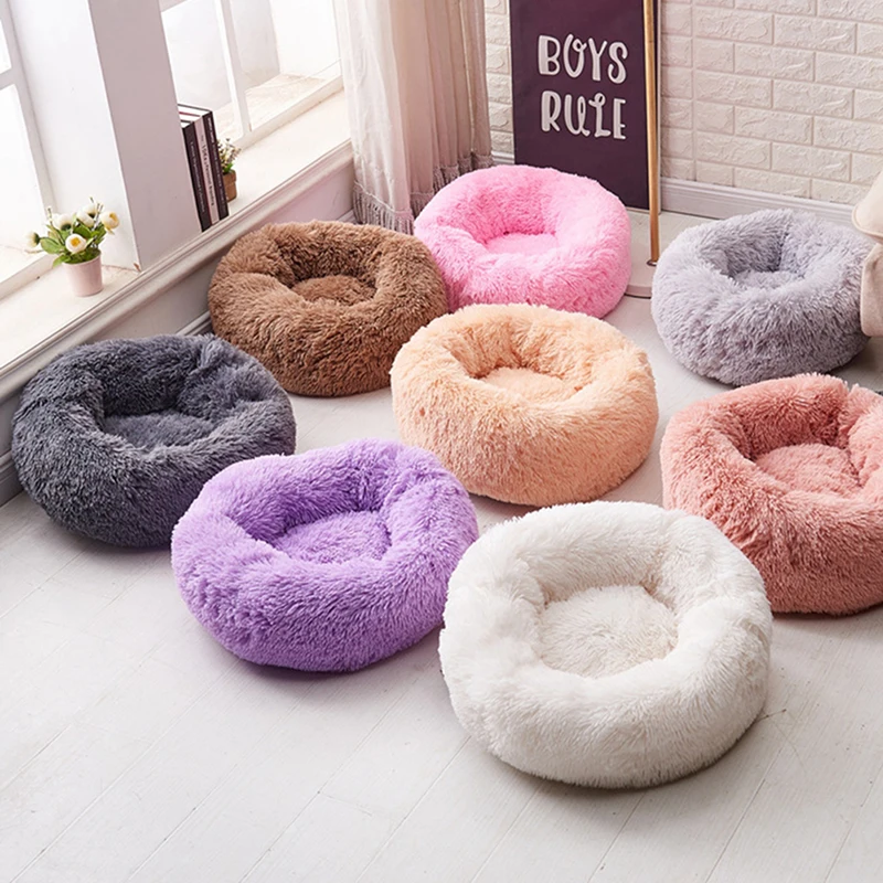 Pet Dog Dounts Soft Beds Long Plush Calming Couch Bed Puppy Cushion For Small Large Cat House Sofa Kennel | Дом и сад